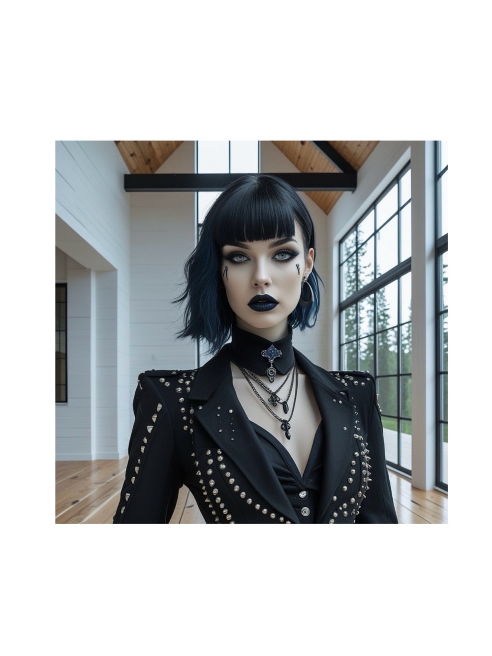 HANDCRAFTED Studded Black Blazer goth digital art print with lamination NWT